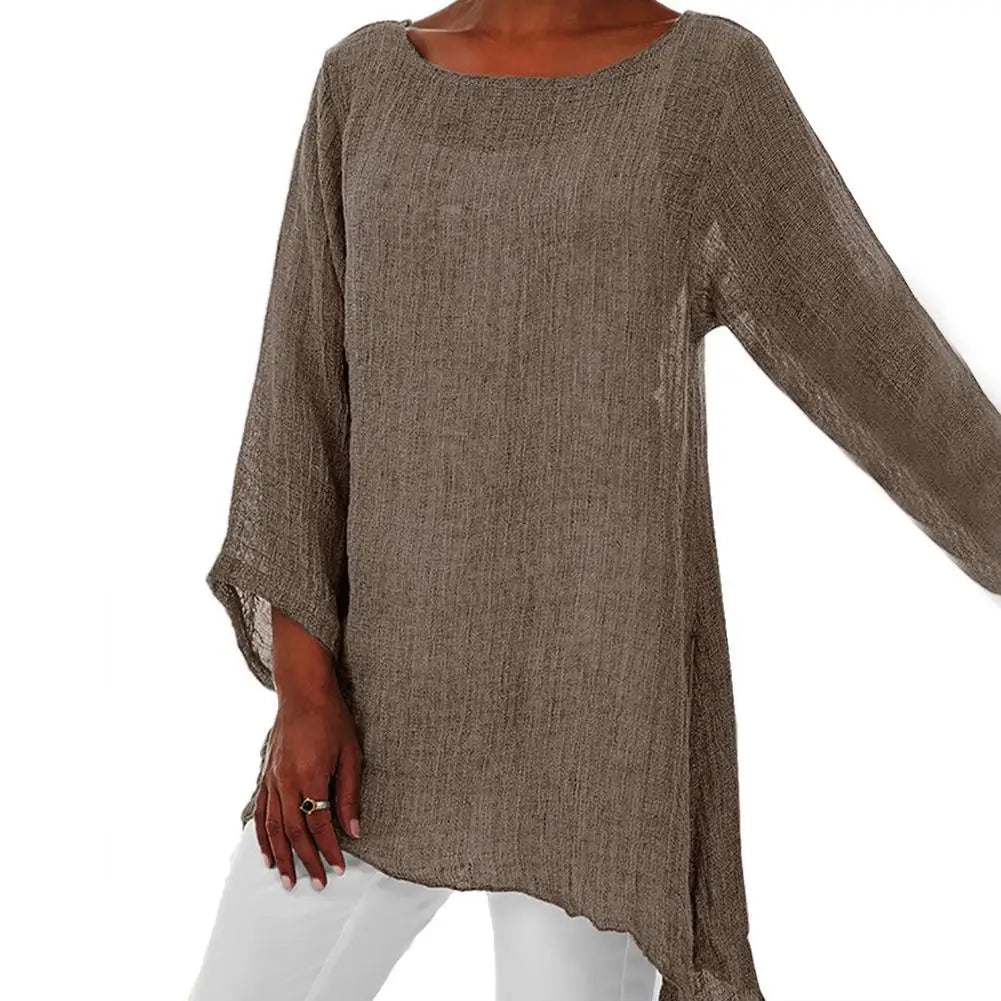 Jennifer | Linen O-neck Long Sleeve Tunic