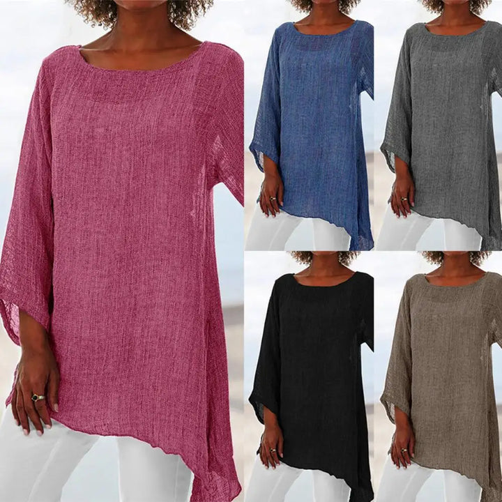 Jennifer | Linen O-neck Long Sleeve Tunic