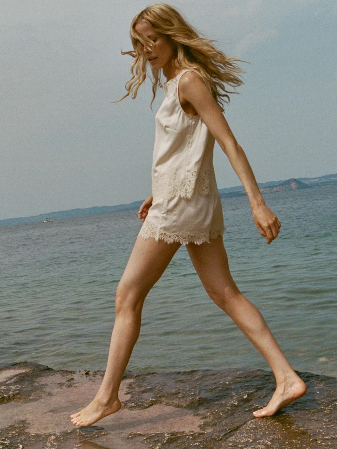 Bella | LaceTrimmed Satin Pajama Set