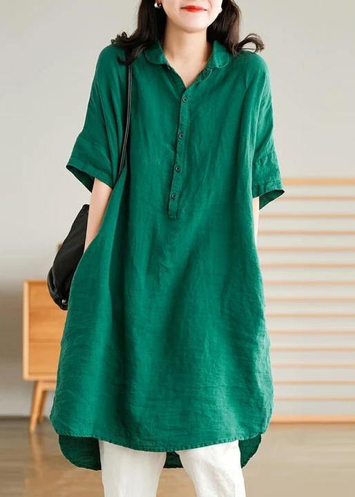 Linen Women Casual Linen Shirt Dress