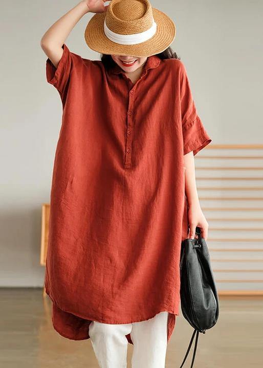 Linen Women Casual Linen Shirt Dress