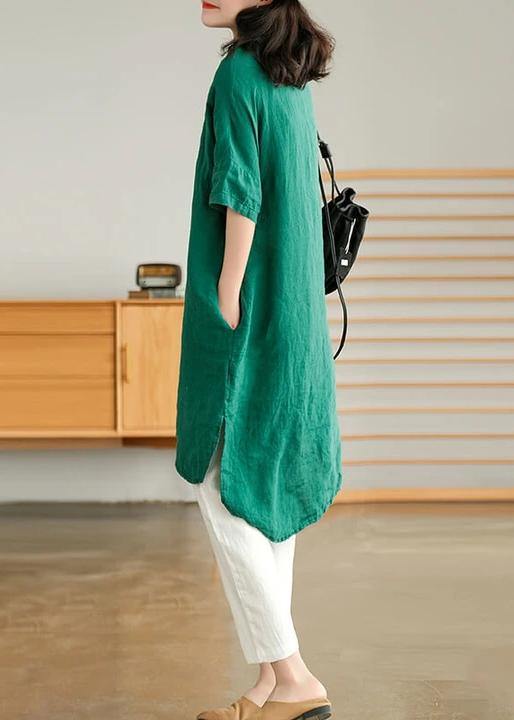 Linen Women Casual Linen Shirt Dress
