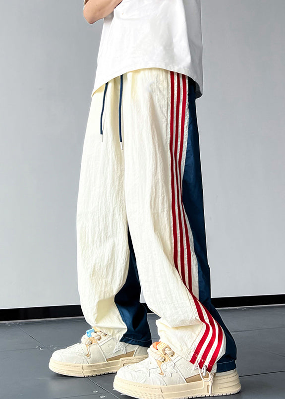 Yuri - Striped Drawstring Cotton Men Pants Summer