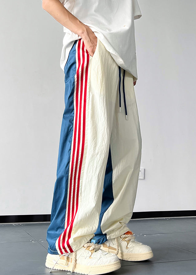 Yuri - Striped Drawstring Cotton Men Pants Summer