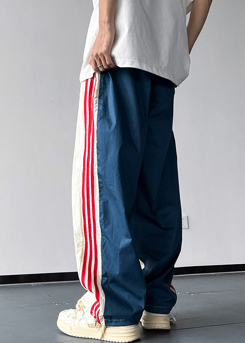 Yuri - Striped Drawstring Cotton Men Pants Summer