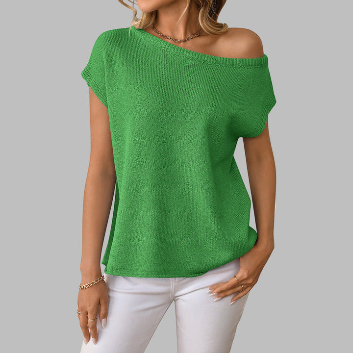 JUDITH™ - Classy Off Shoulder  Short Sleeve Sweater Blouse