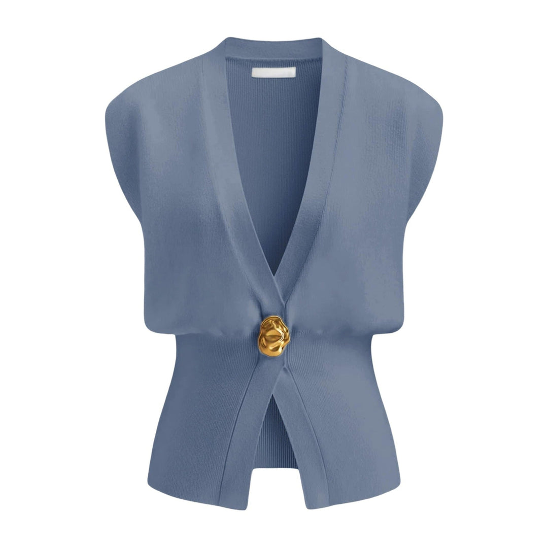 DAISY™ – Elegant V-Neck Button-Front Vest Top