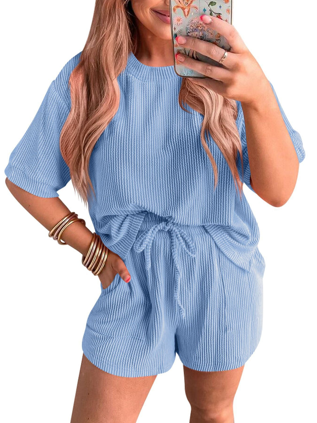 LAYLANI™ - Casual Summer Lounge Sweatshirt and Shorts Co-Ord