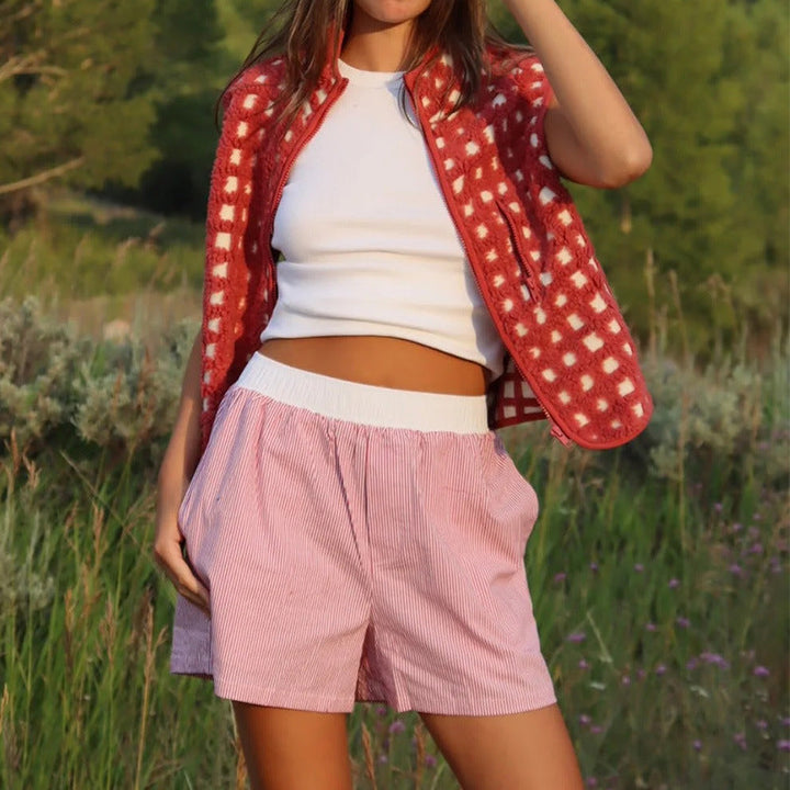 CONCUELO™ – Casual Plaid Sleeveless Zip-Up Vest