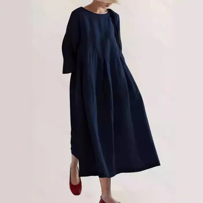 Luna™ - Loose Linen Dress with Side Pockets