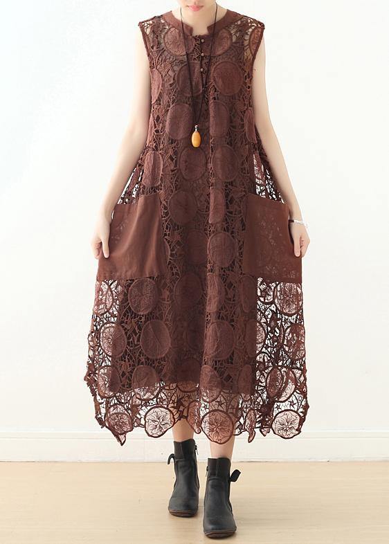 Organic sleeveless cotton Tunics o neck lace summer Dresses