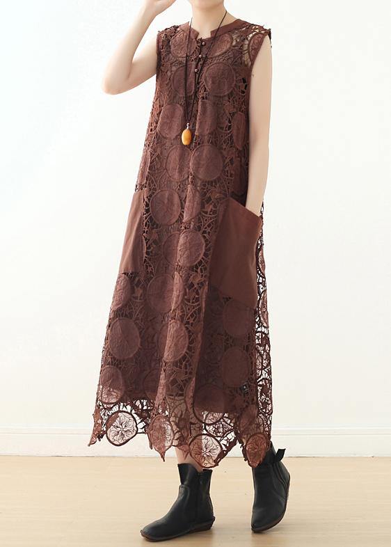 Organic sleeveless cotton Tunics o neck lace summer Dresses