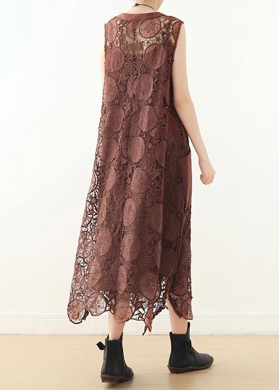 Organic sleeveless cotton Tunics o neck lace summer Dresses