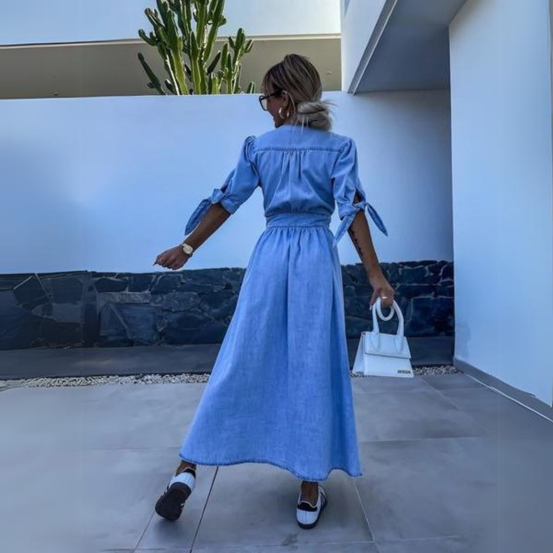 Echo™ - Denim V-Neck Split Maxi Dress