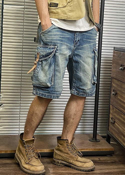 Harry - Retro Pockets High Waist Denim Mens Shorts