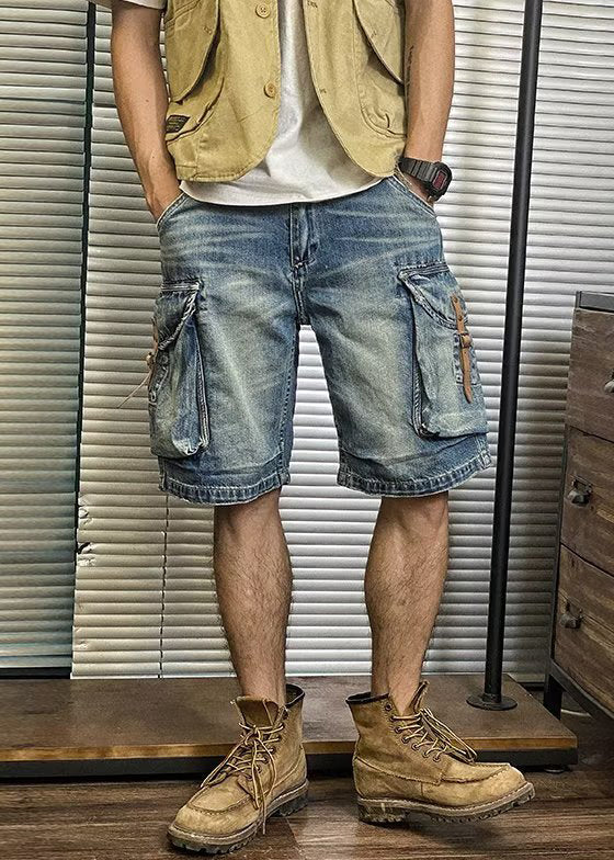 Harry - Retro Pockets High Waist Denim Mens Shorts