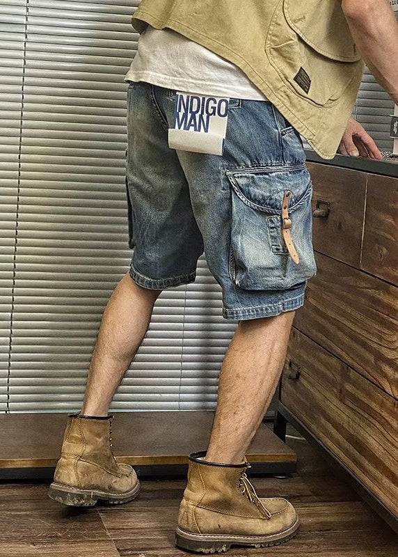 Harry - Retro Pockets High Waist Denim Mens Shorts