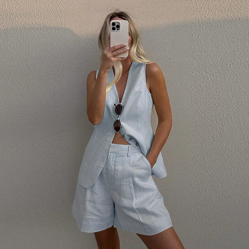 Aria™ - Chic Vest and Shorts Set