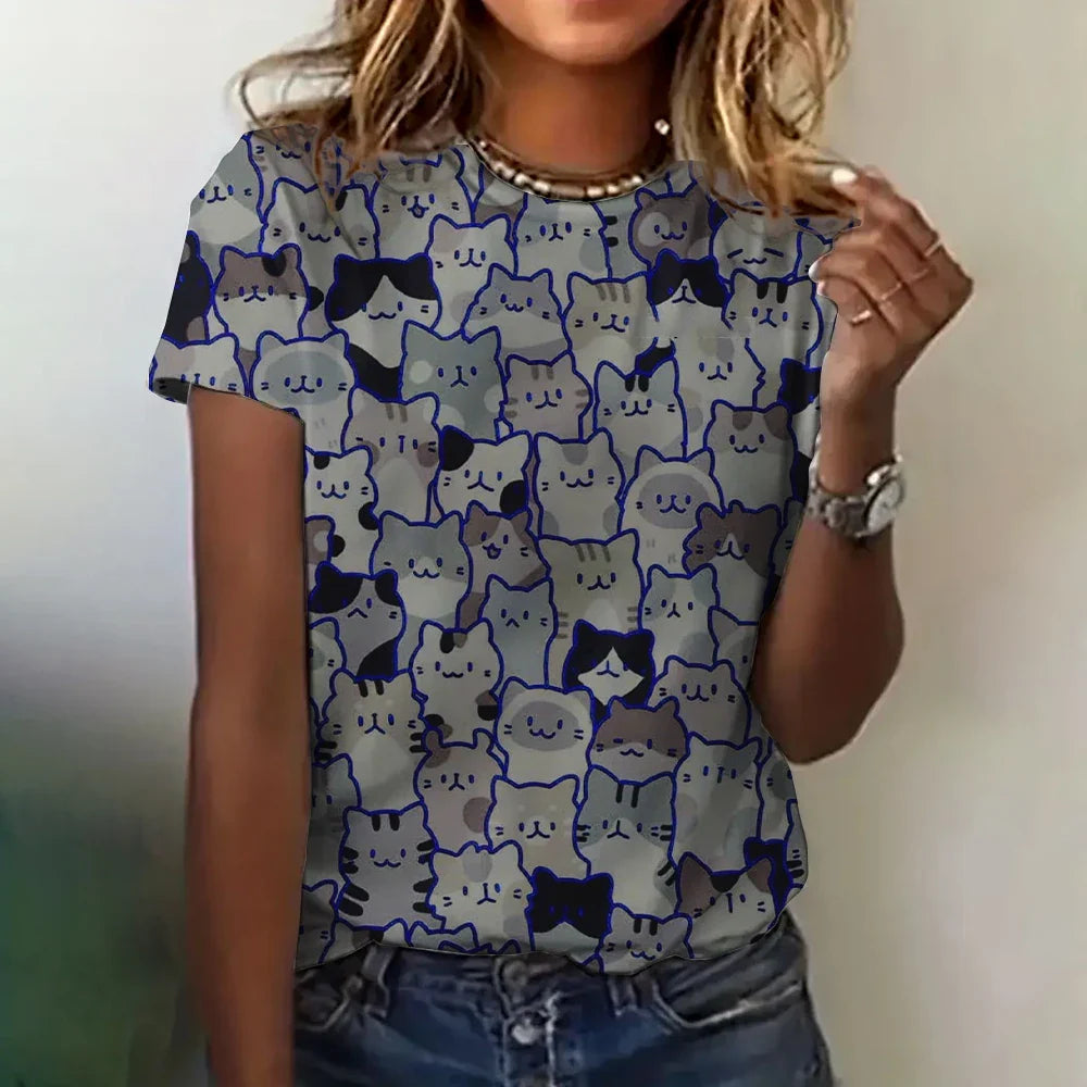 Jessica - Exclusive women's shirt with cat print