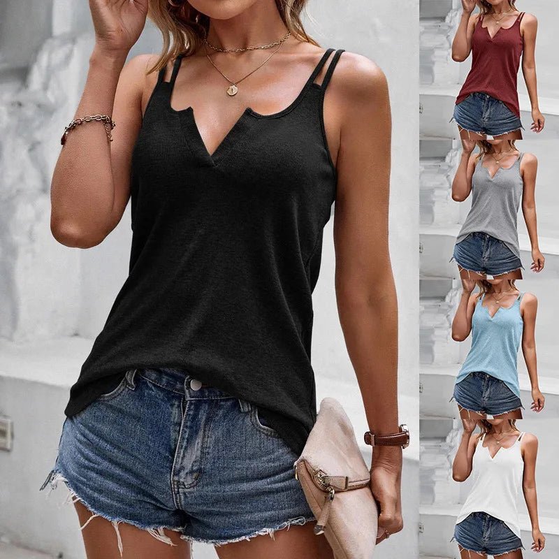 DOUBLE STRAP NOTCH NECK TANK