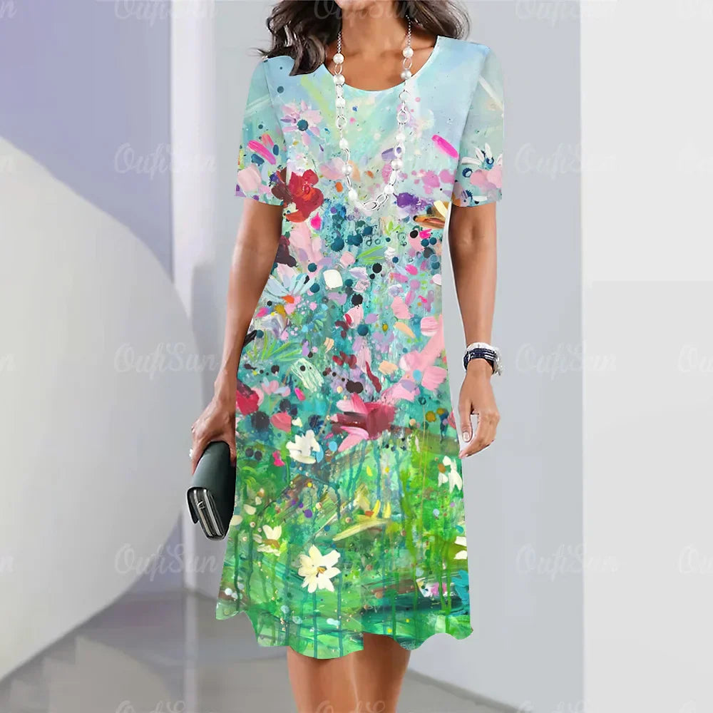 Lina™ - Comfy Flower Print Dress