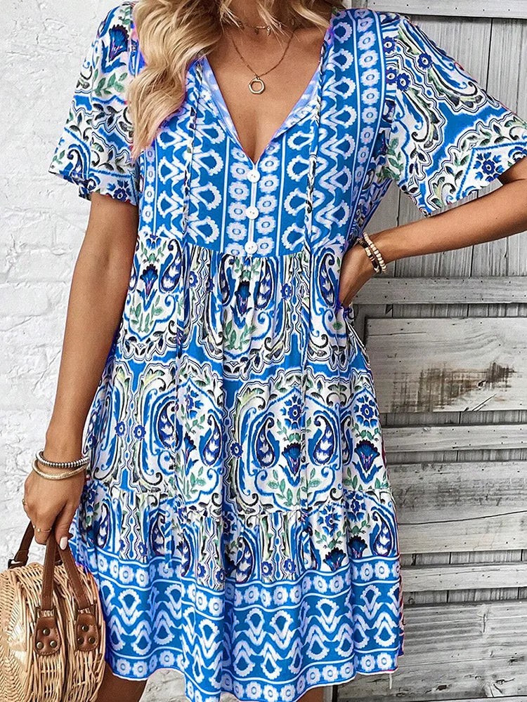 Chalise - Boho Casual Loose Spring-summer Midi Dress