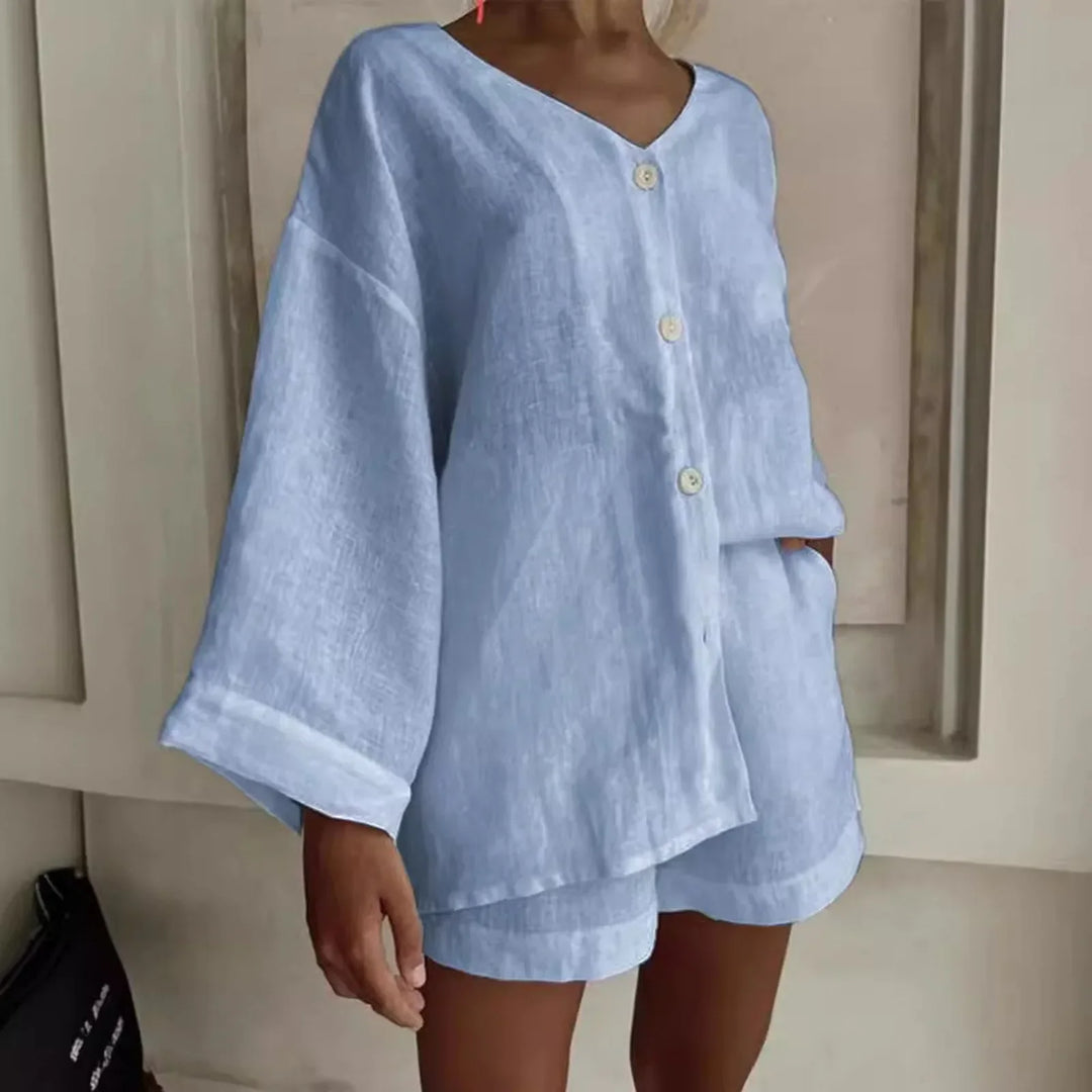 Olivia™ - Stylish Linen Shirt and Shorts Set