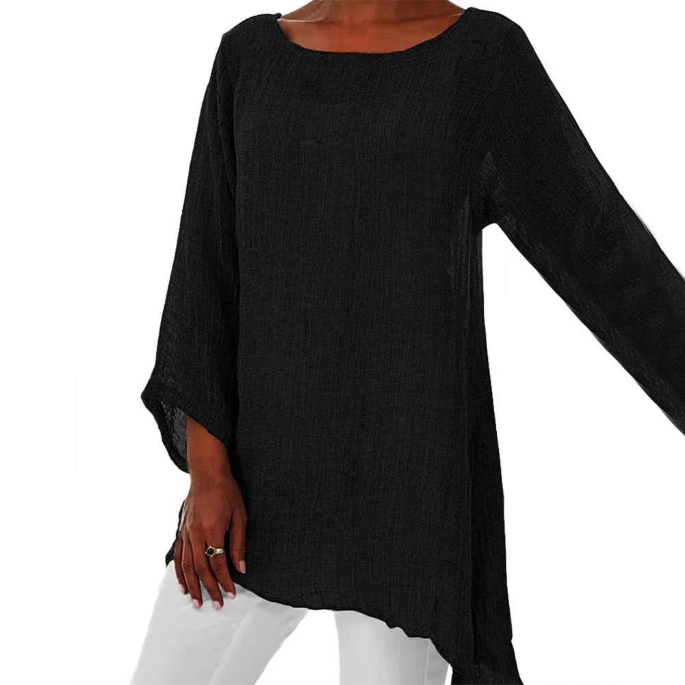 Jennifer | Linen O-neck Long Sleeve Tunic