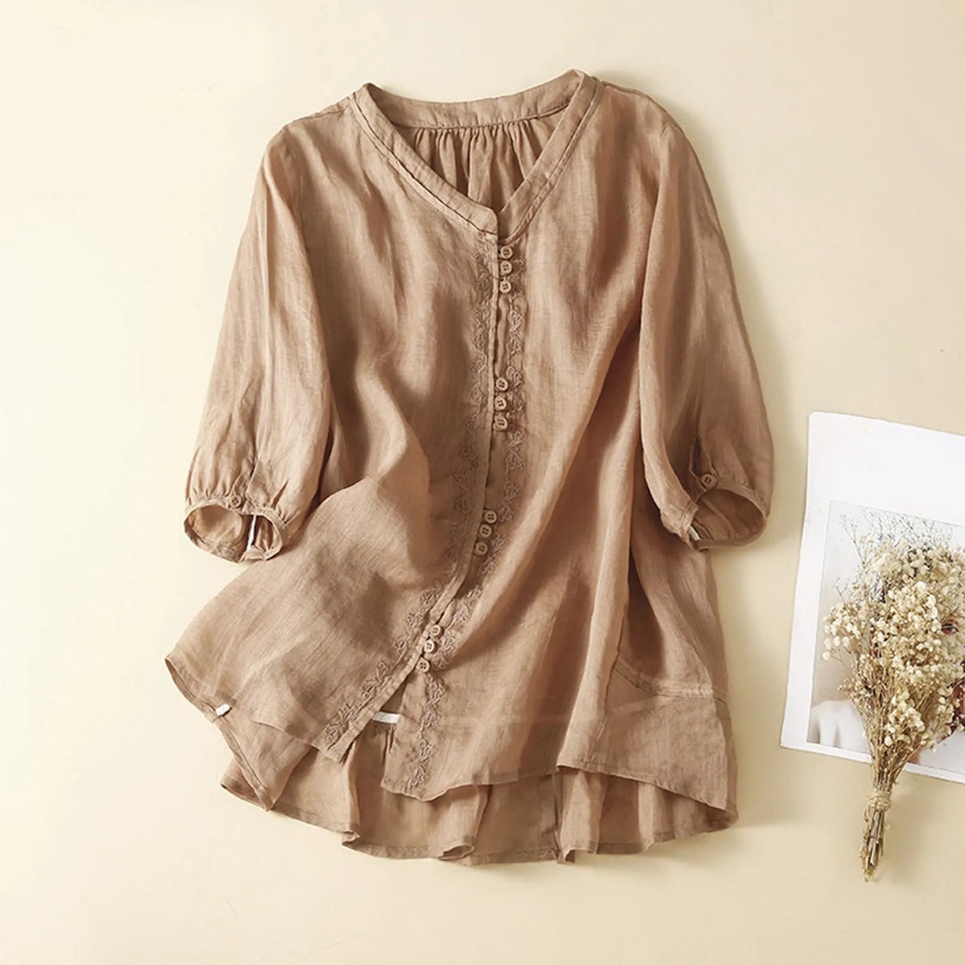 Mia™ - Boho Linen Blouse