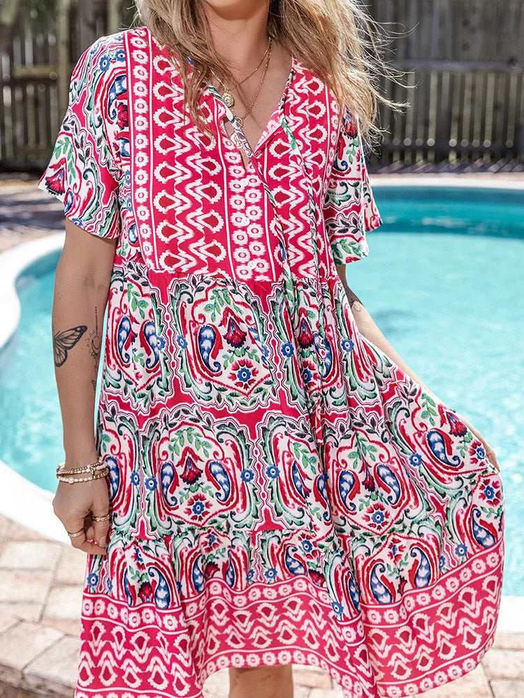 Chalise - Boho Casual Loose Spring-summer Midi Dress