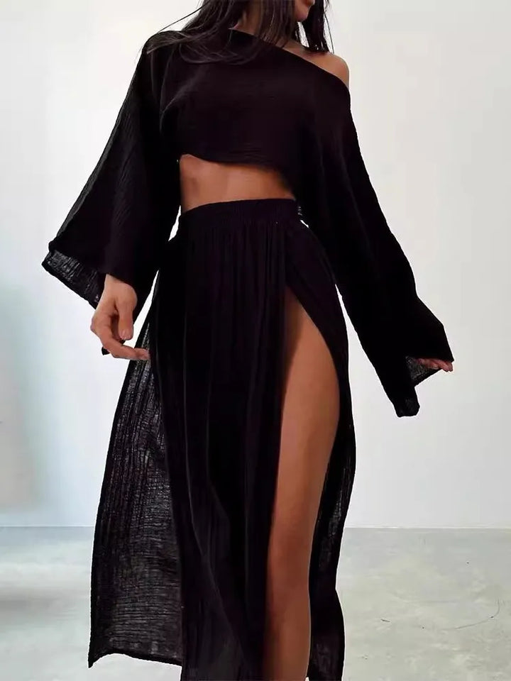 Olivia™ - Stylish top and Slit Skirt Set