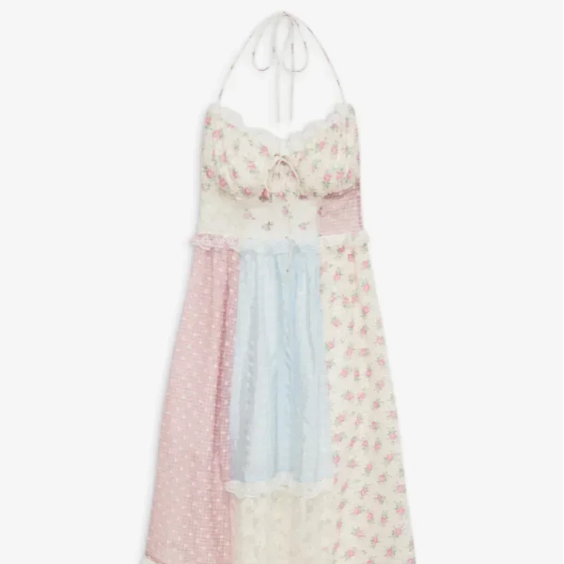 Cora - Elegant Patchwork Floral A-Line Maxi Dress