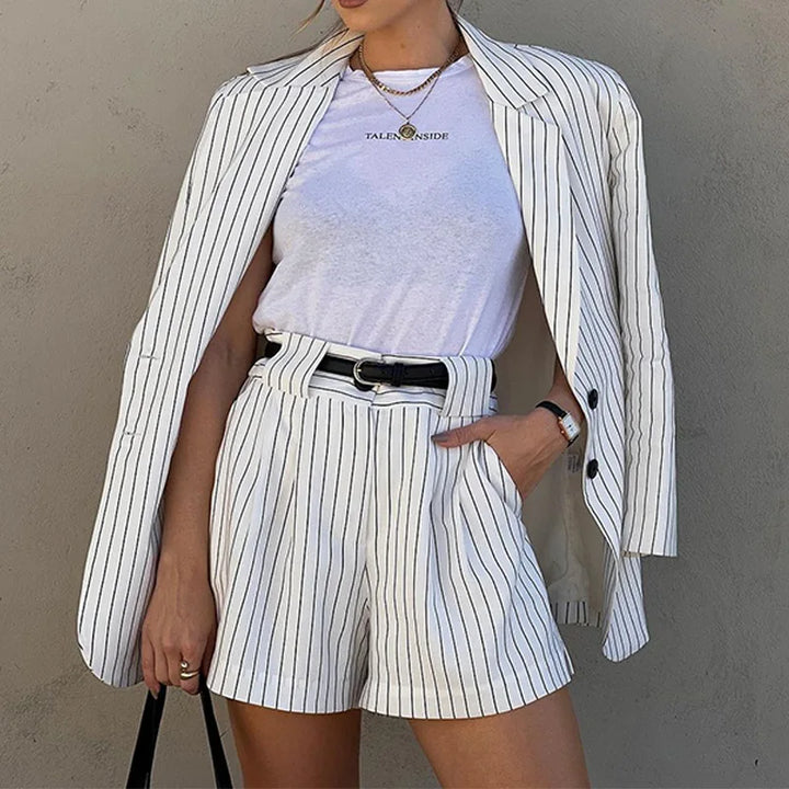 Scarlett™ - Stylish Striped Printed Suit and Shorts Set