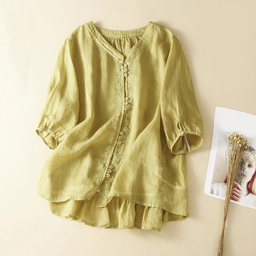 Mia™ - Boho Linen Blouse