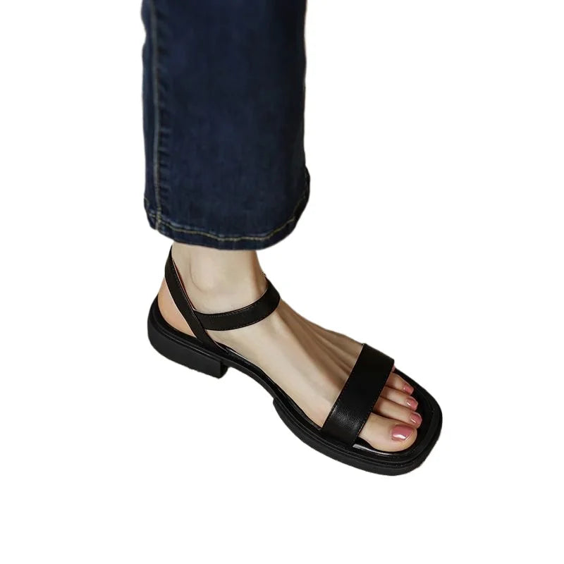 Celeste - Retro Square Heel Open-Toe Sandals