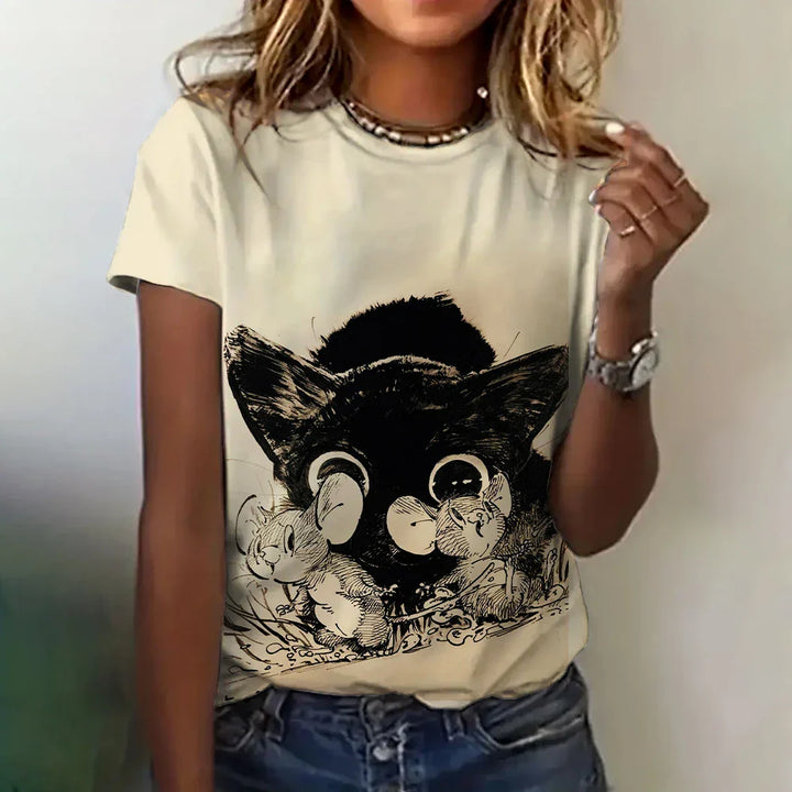 Jessica - Exclusive women's shirt with cat print