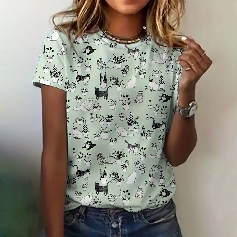 Jessica - Exclusive women's shirt with cat print