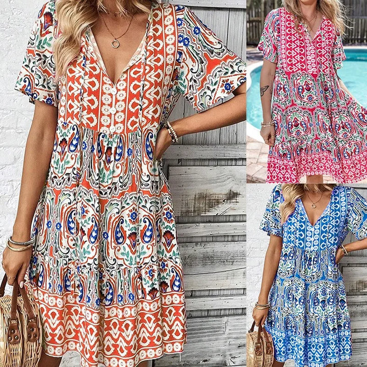 Chalise - Boho Casual Loose Spring-summer Midi Dress