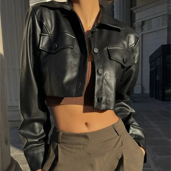 Élise™ | Elegant Faux Leather Jacket