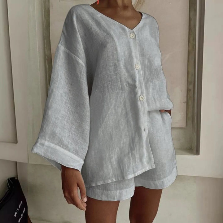 Olivia™ - Stylish Linen Shirt and Shorts Set