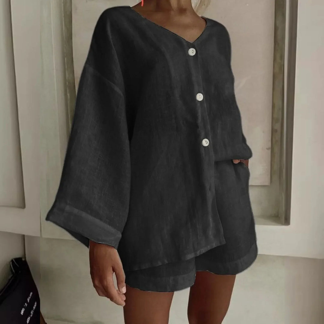 Olivia™ - Stylish Linen Shirt and Shorts Set