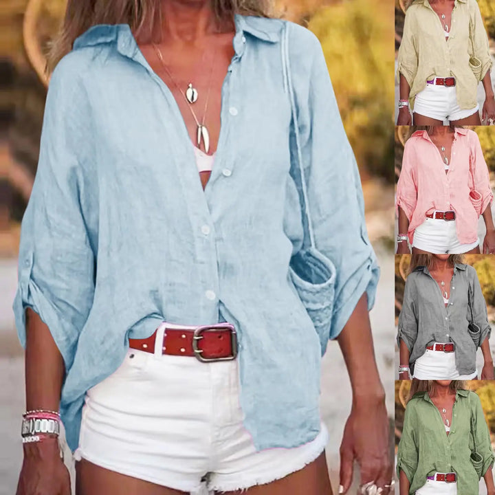 COASTAL BREEZE LINEN BUTTON-UP SHIRT