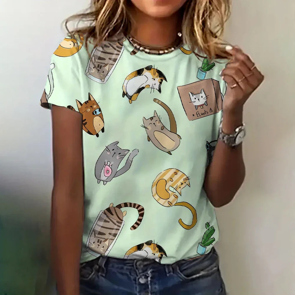 Jessica - Exclusive women's shirt with cat print