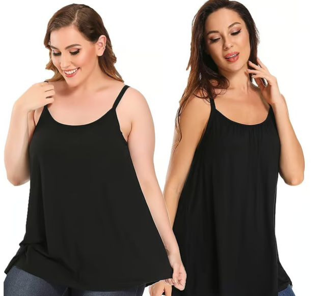 Loose-fitting tank top with integrated bra