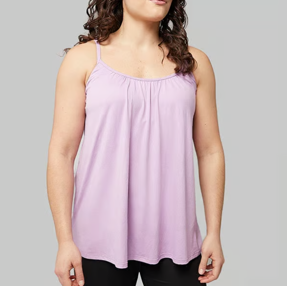 Loose-fitting tank top with integrated bra