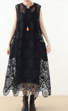 Organic sleeveless cotton Tunics o neck lace summer Dresses