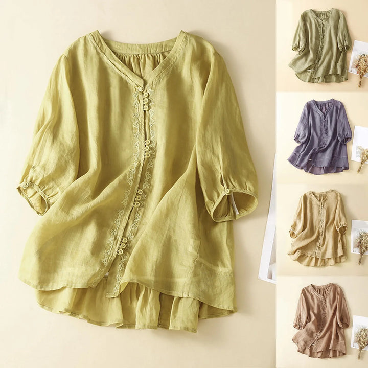 Mia™ - Boho Linen Blouse