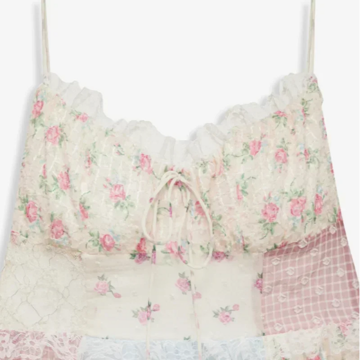 Cora - Elegant Patchwork Floral A-Line Maxi Dress