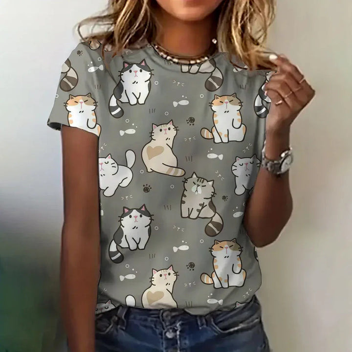 Jessica - Exclusive women's shirt with cat print