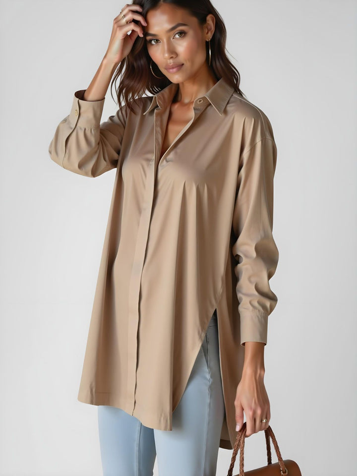 Diana - Oversized Lapel Button Shirt Dress